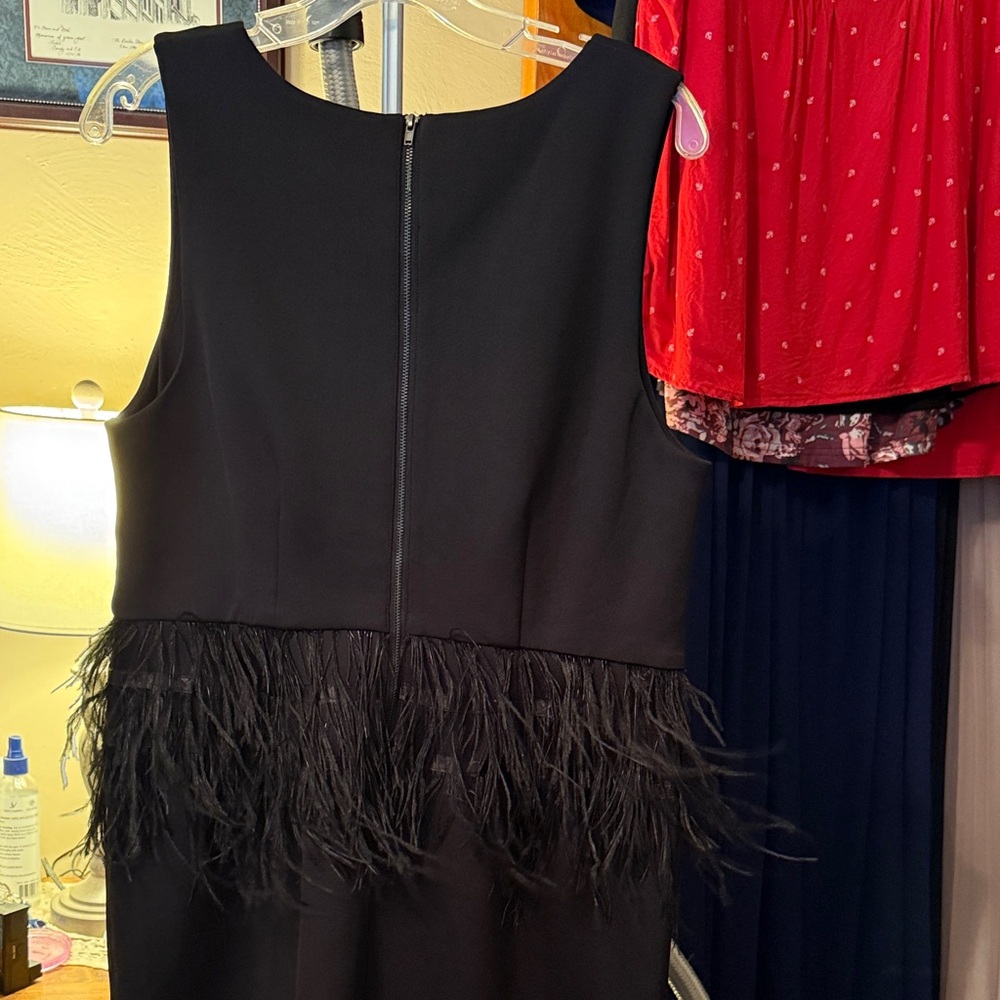 Eloquii Black Dress size 14 with Feather Trim. Like new. - Picture 3 of 5